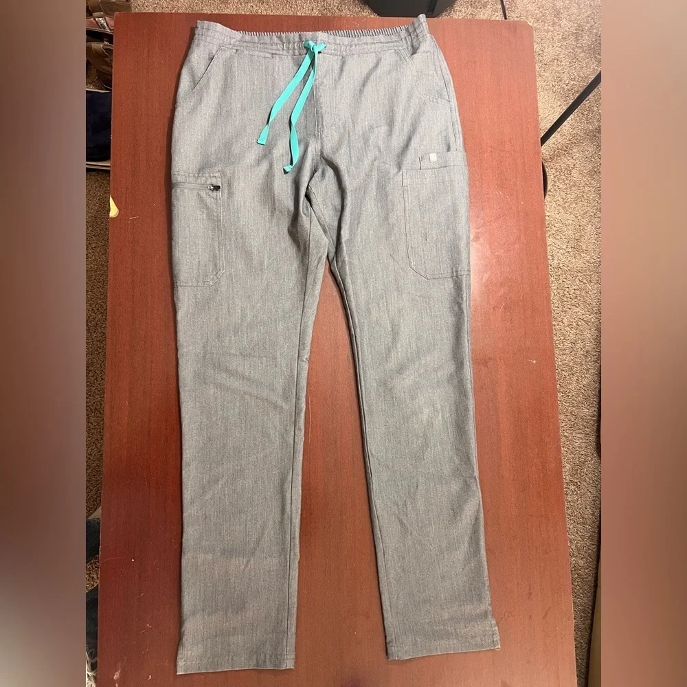 Figs Gray Joggers with Teal Accent